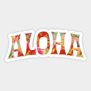 Aloha Typography, Coral Orange Sticker